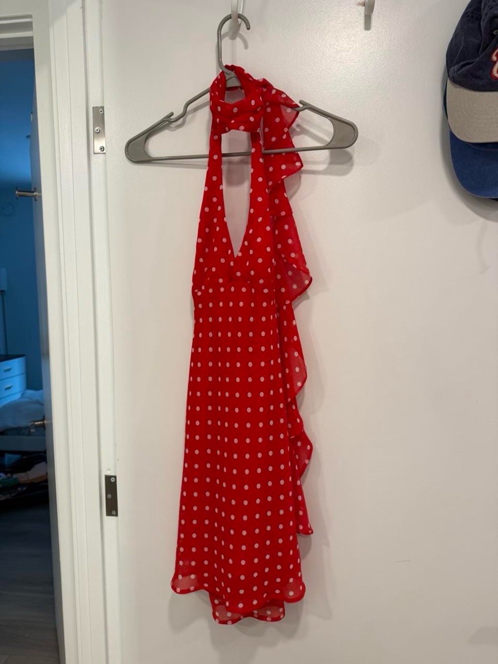Free People Red Polka Dot Halter Mini Dress